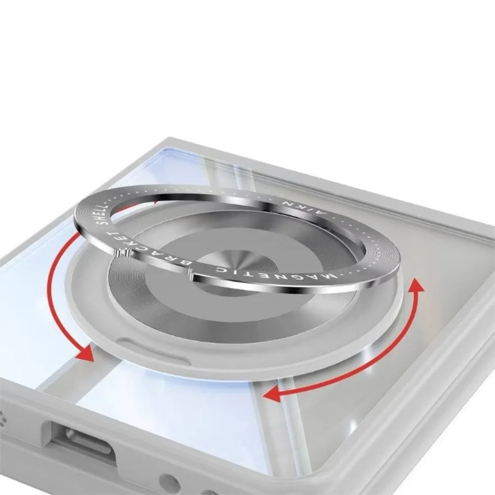 Z Flip 7 Transparent Candy Color Case with Magnetic Rotating Ring & Shockproof Protection