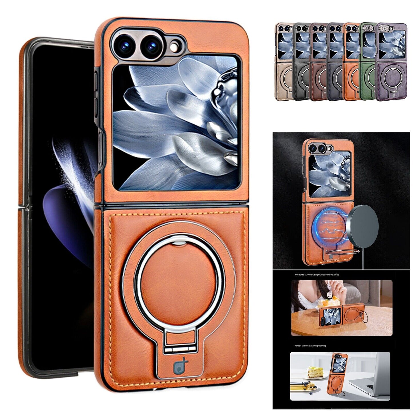 Luxury Leather Magnetic Ring Case