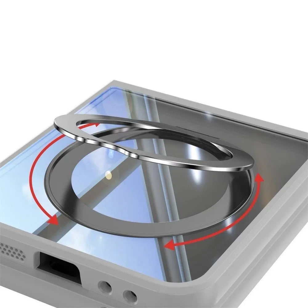 Z Flip 7 Transparent Candy Color Case with Magnetic Rotating Ring & Shockproof Protection
