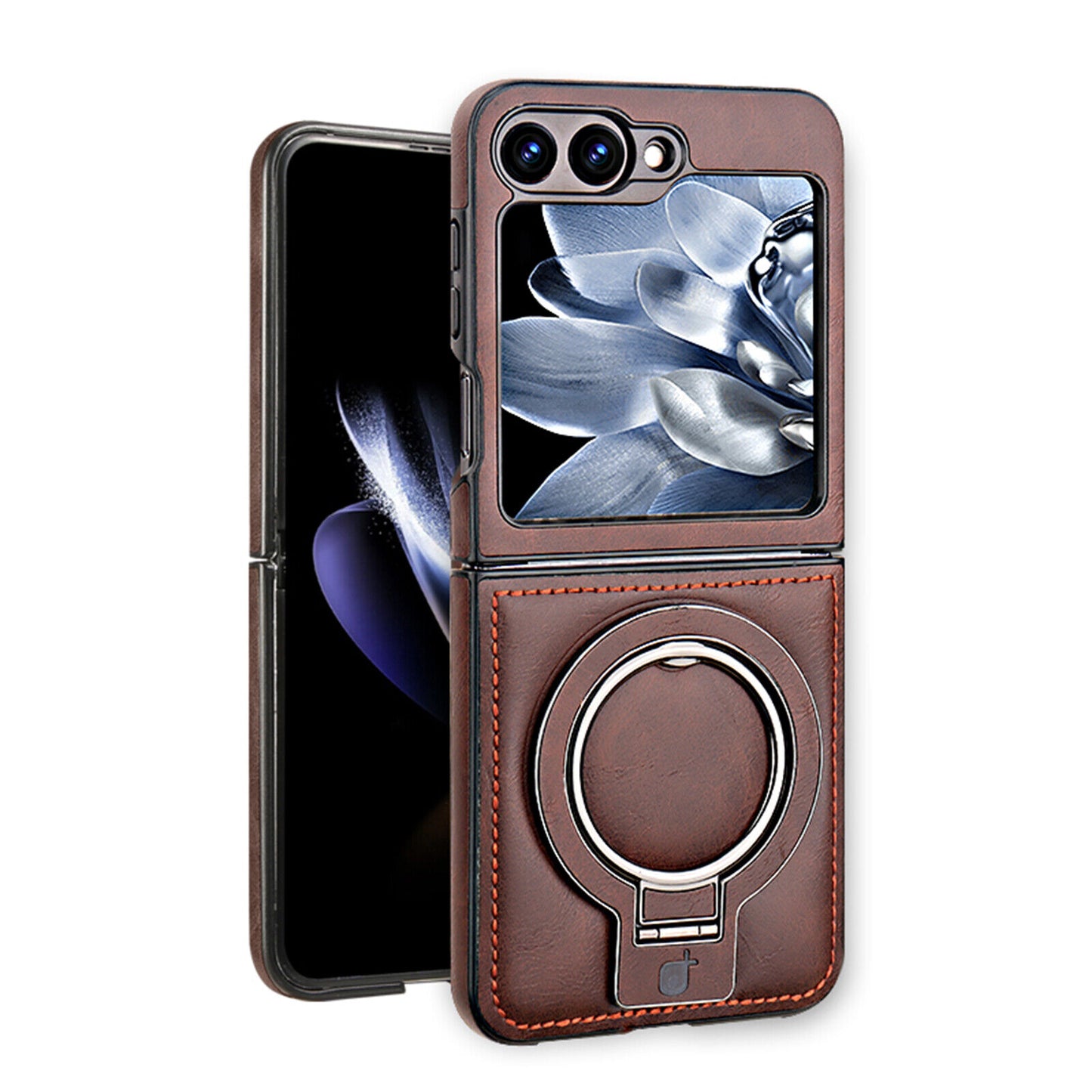 Luxury Leather Magnetic Ring Case