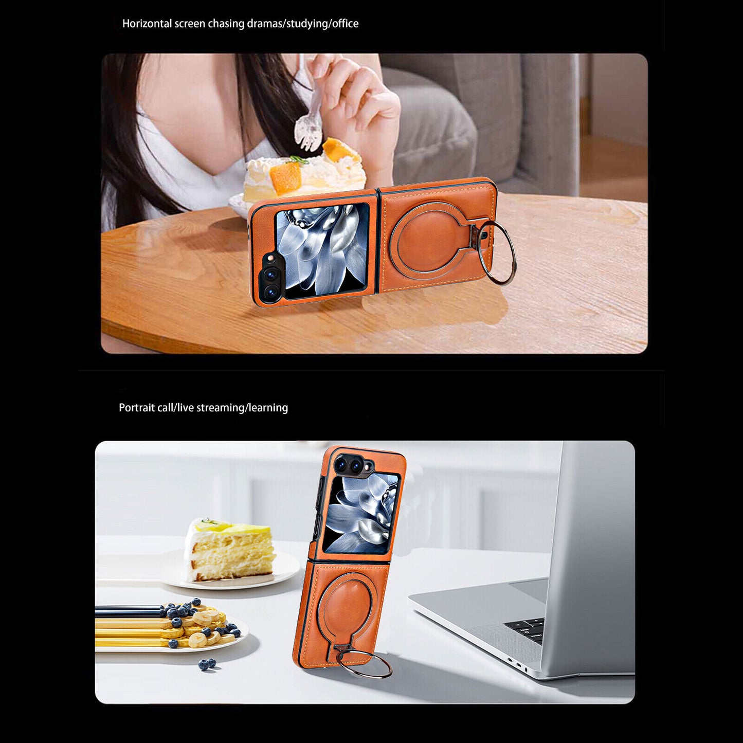 Luxury Leather Magnetic Ring Case