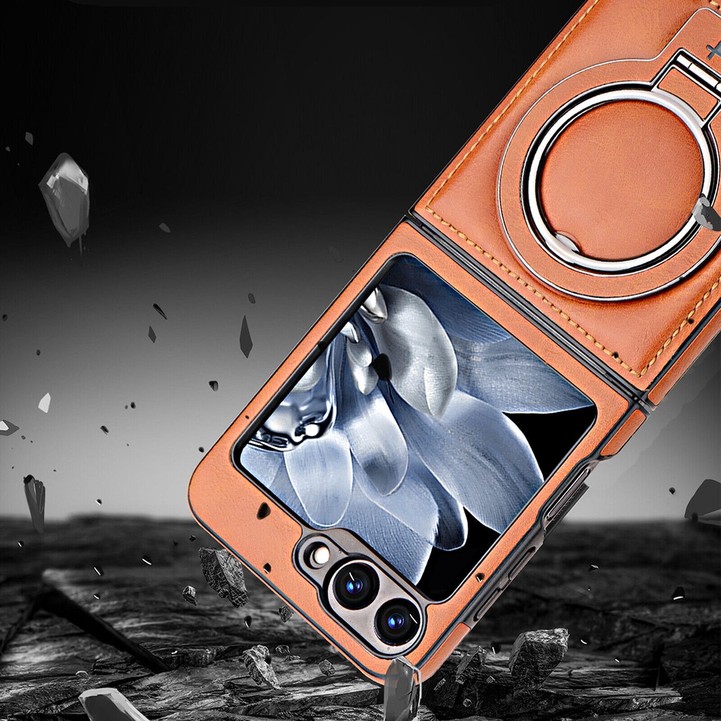 Luxury Leather Magnetic Ring Case