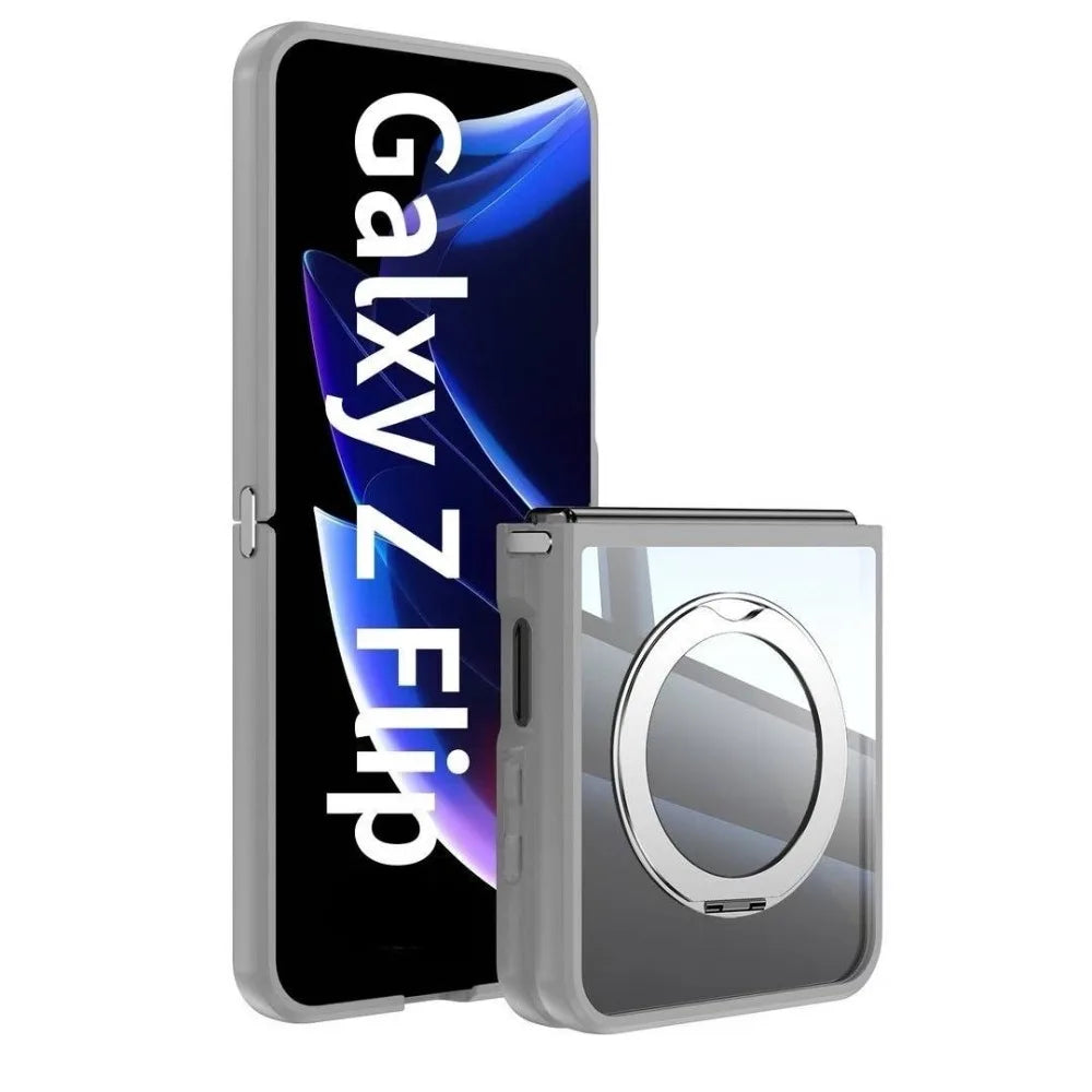 Z Flip 7 Transparent Candy Color Case with Magnetic Rotating Ring & Shockproof Protection