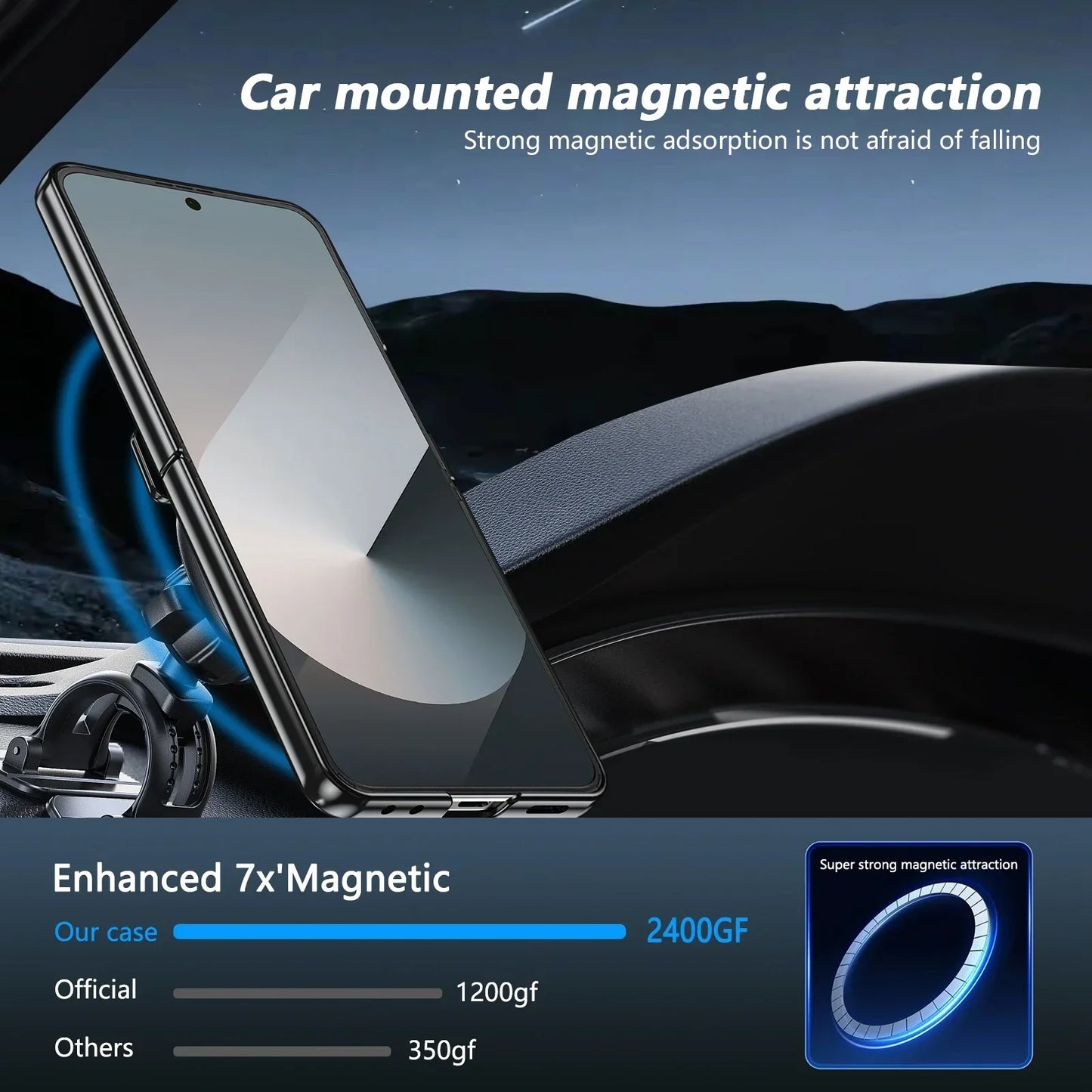 360° Rotating Ring Holder Magnetic Hinge Protection Case for Samsung Galaxy Z Flip 7 with Tempered Glass Film Cover