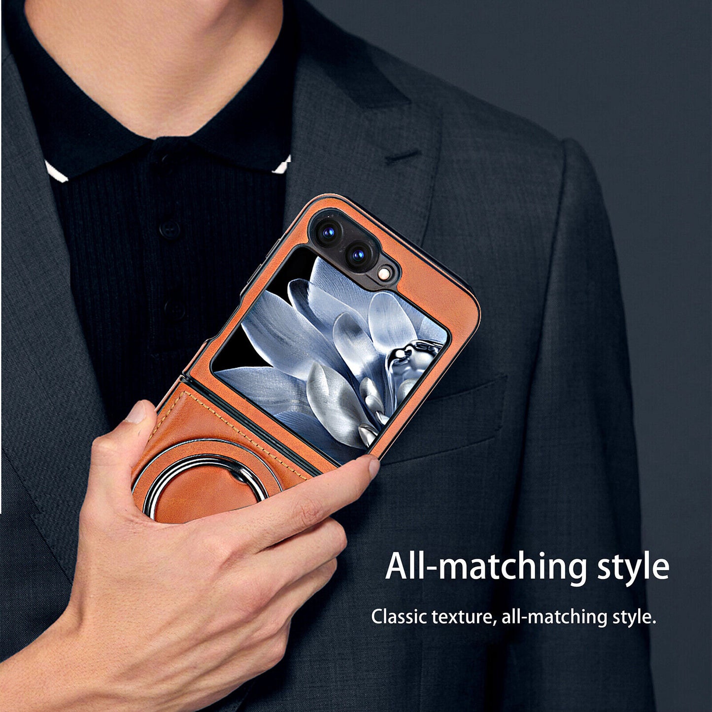 Luxury Leather Magnetic Ring Case