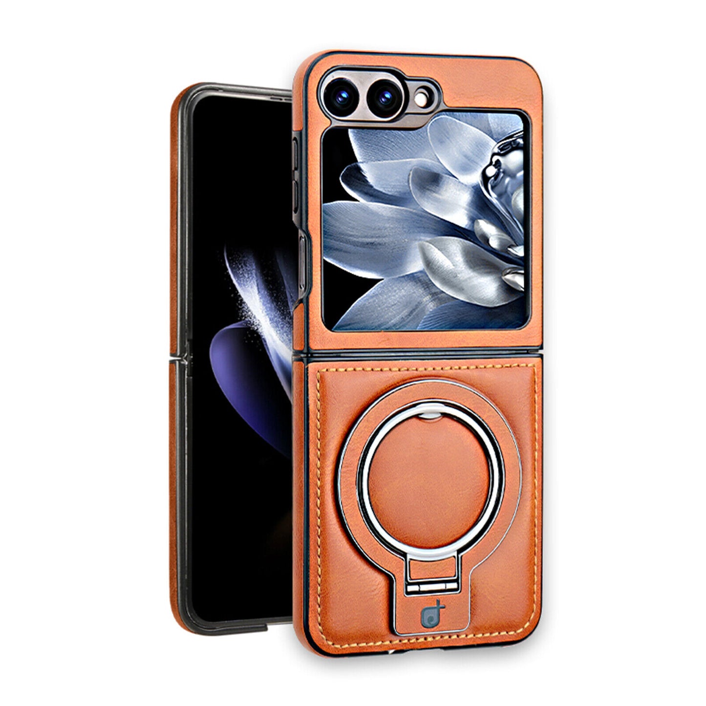 Luxury Leather Magnetic Ring Case
